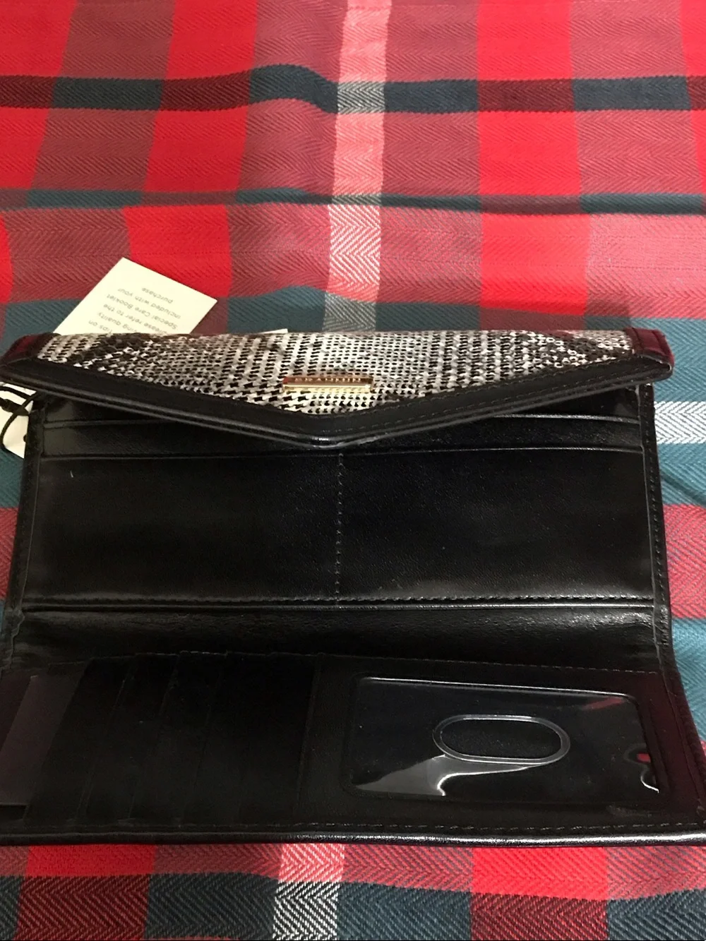 Brahmin Black & White Snake-Print Envelope Clutch